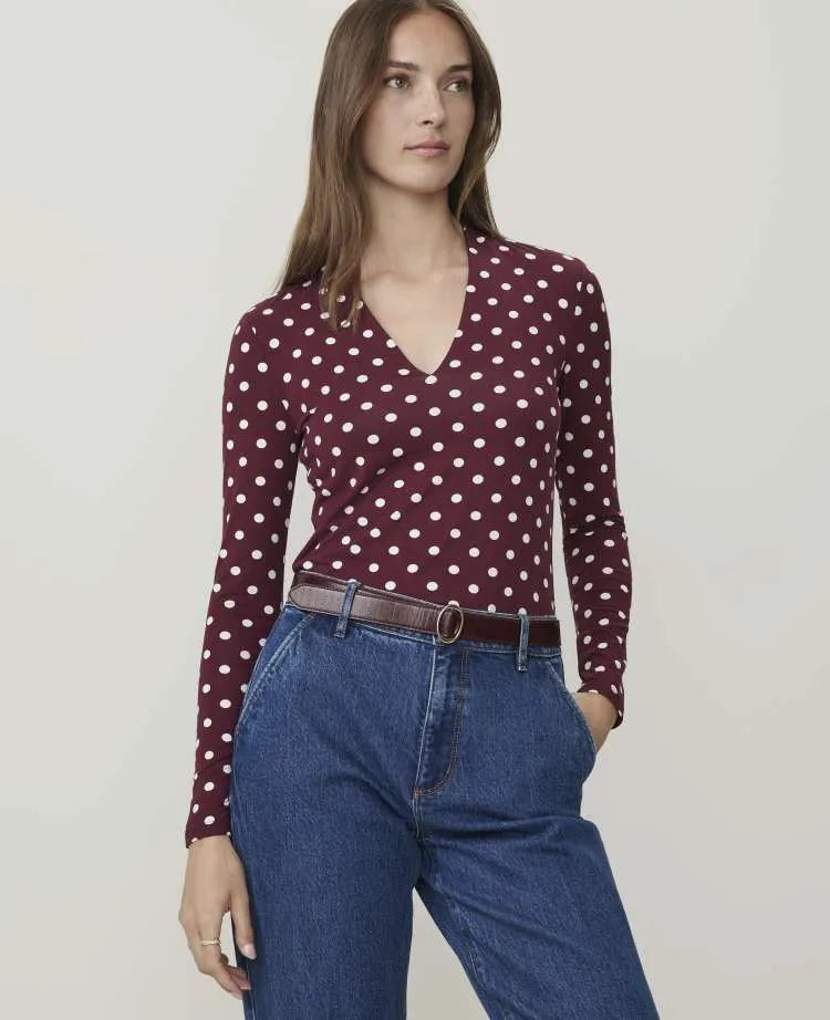 Polka Dot V-Neck Top