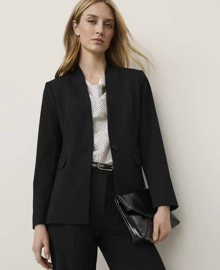 The Collarless Blazer in Seasonless Stretch