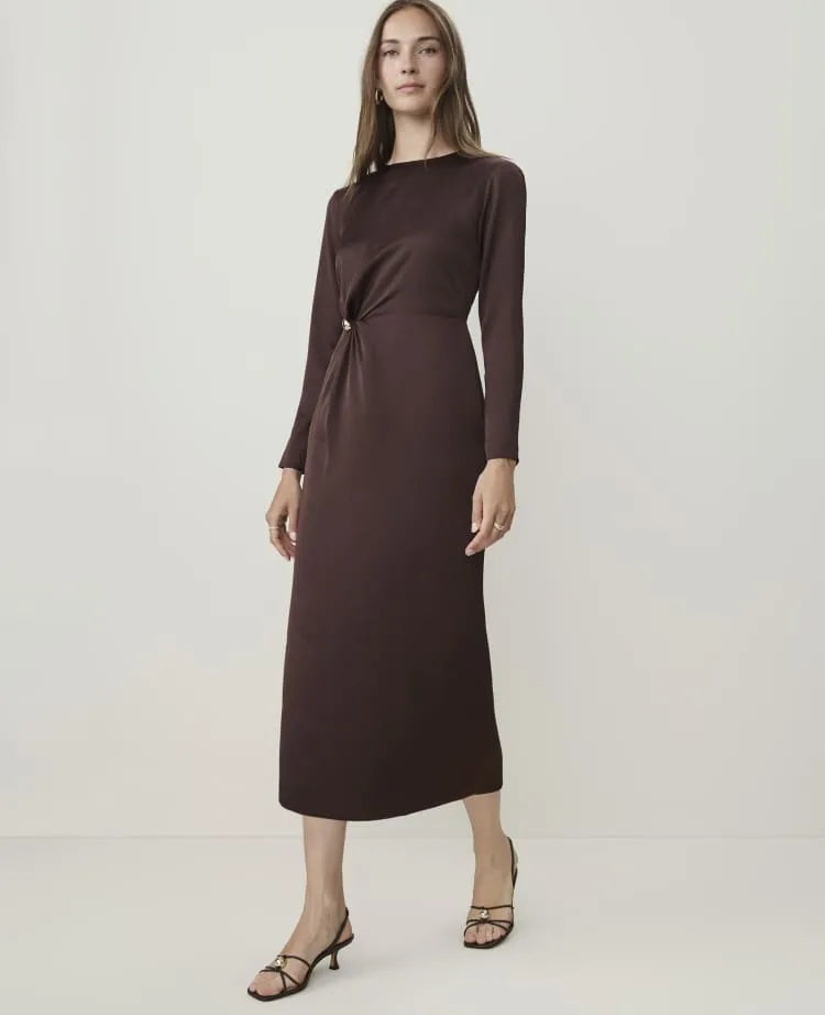 Petite Crew Neck Twist Dress
