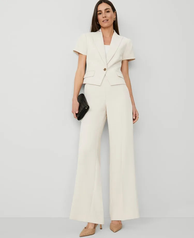 The Side Zip Wide-Leg Pant in Fluid Crepe