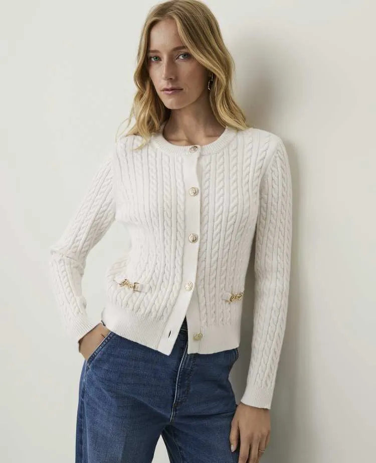 Horsebit Cable Cardigan