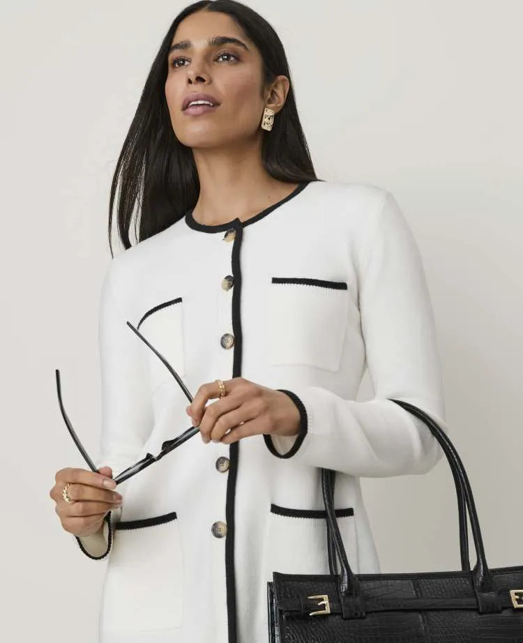 Contrast Trim Longline Cardigan
