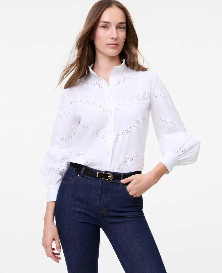 Weekend Eyelet Ruffle Collar Shirt