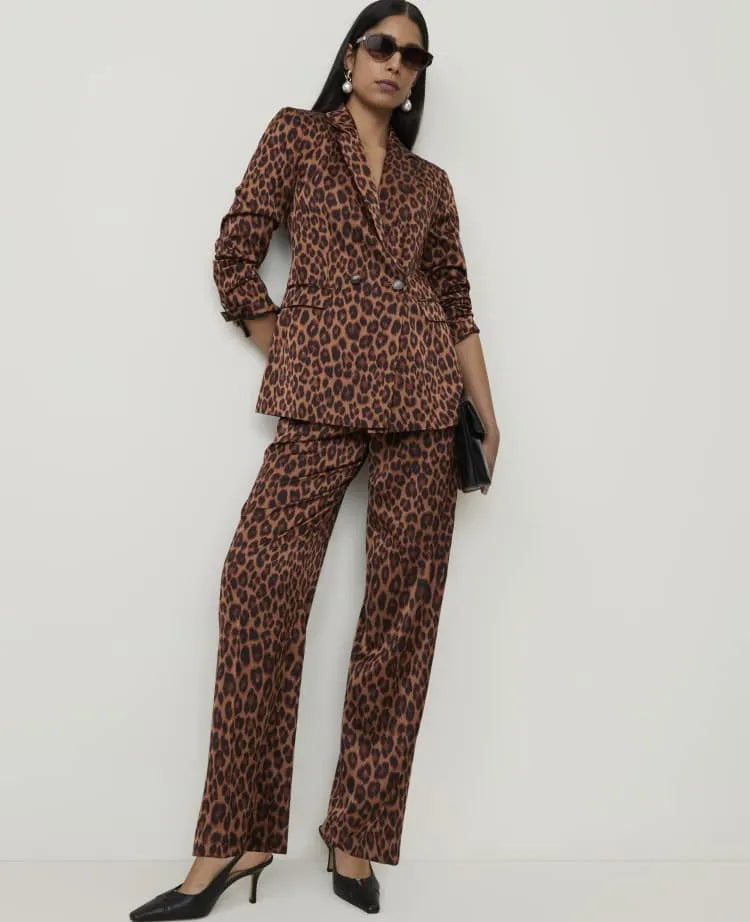 The Petite Pleated Animal Print Pant
