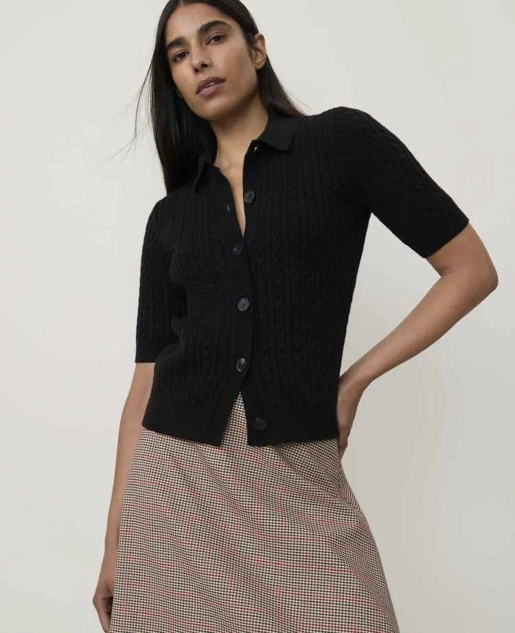 Short Sleeve Cable Cardigan