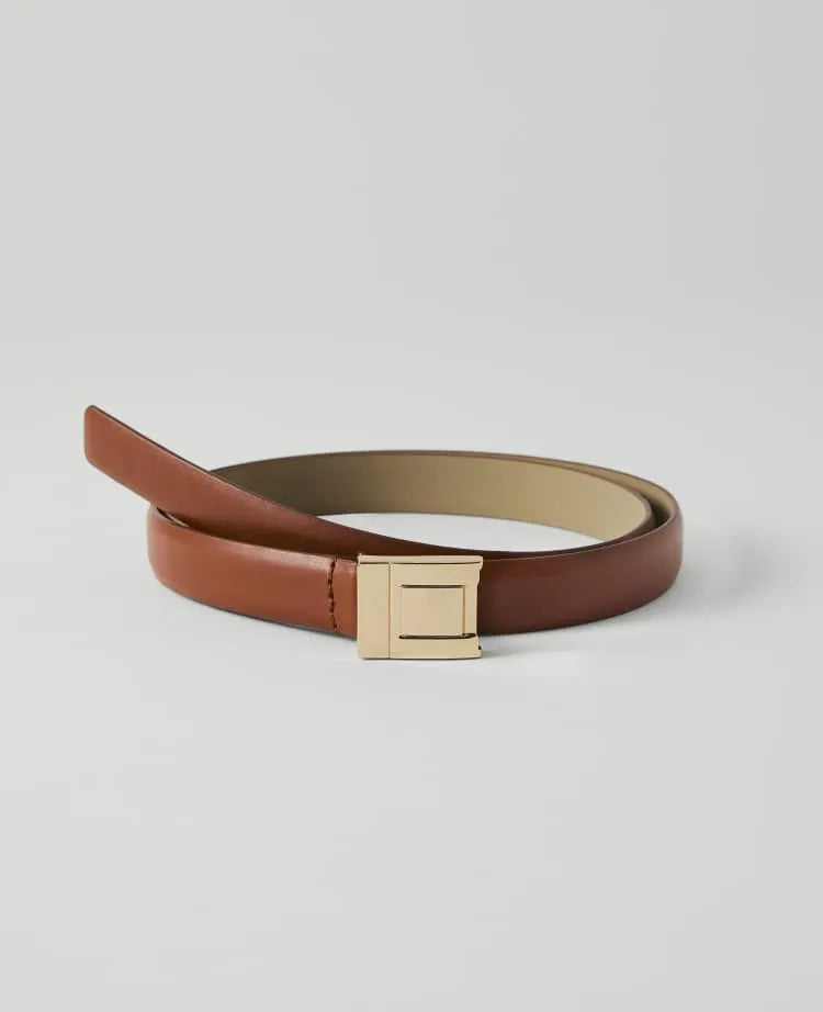 Leather Double Square Buckle Belt