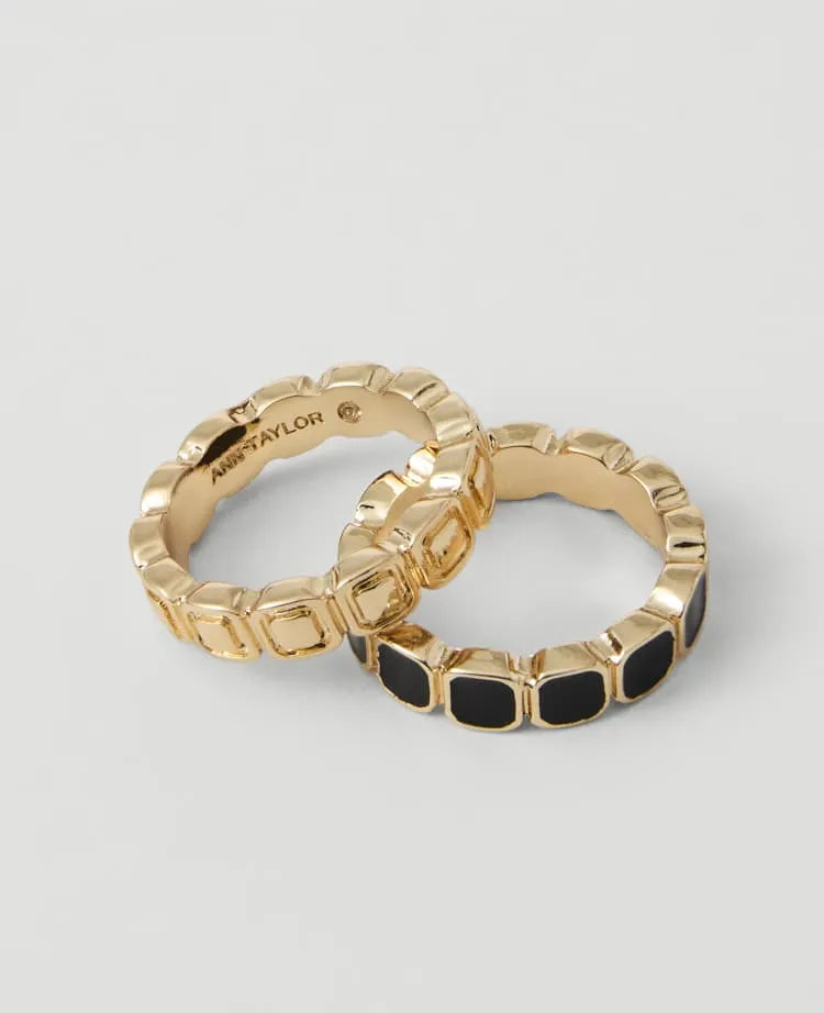 Metal Stone Ring Set