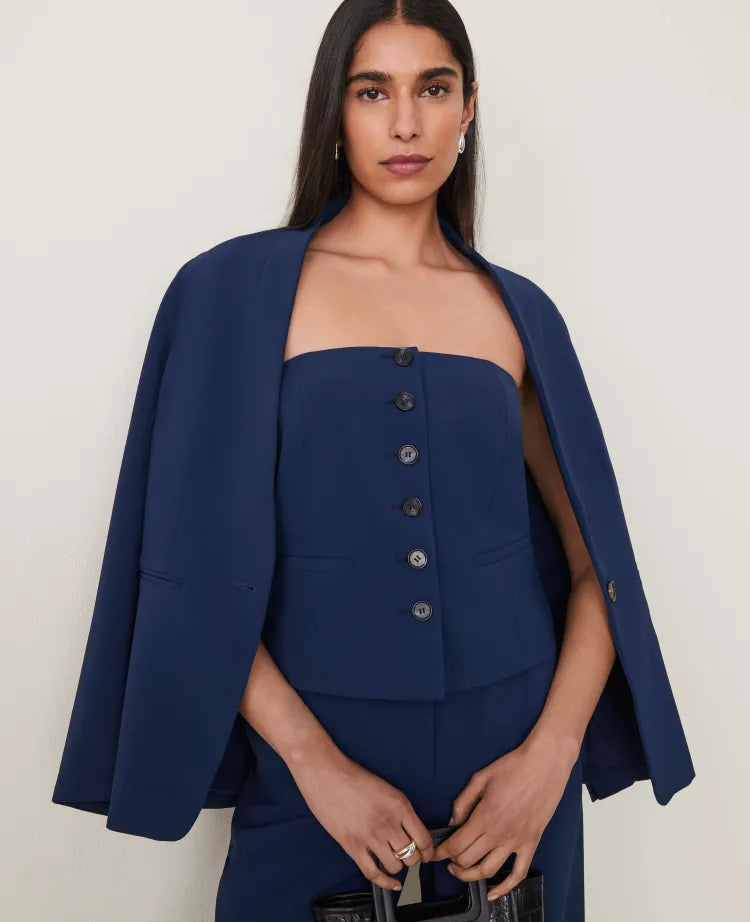 The Petite Strapless Vest in Fluid Crepe