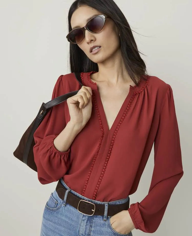 Petite Bobble Trim Blouse