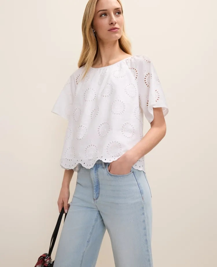 Weekend Eyelet Scalloped Top