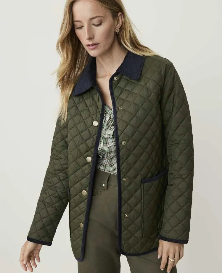 Petite Weekend Corduroy Trim Quilted Jacket