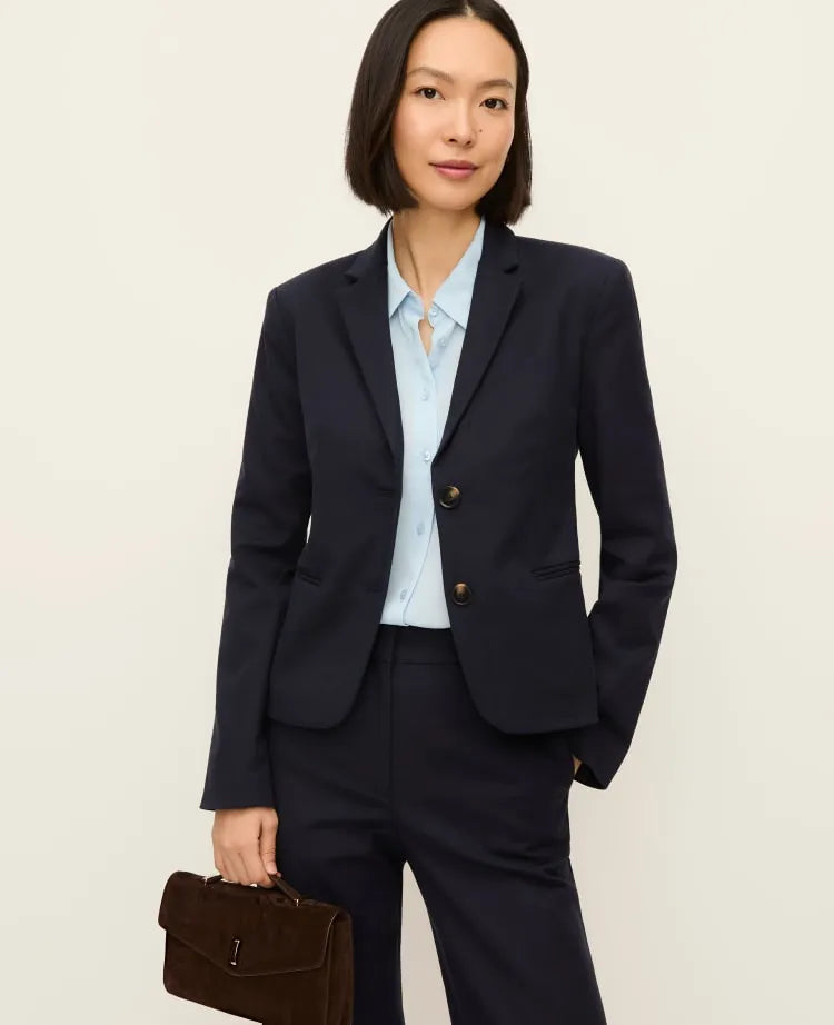The Petite Two-Button Blazer in Doubleweave
