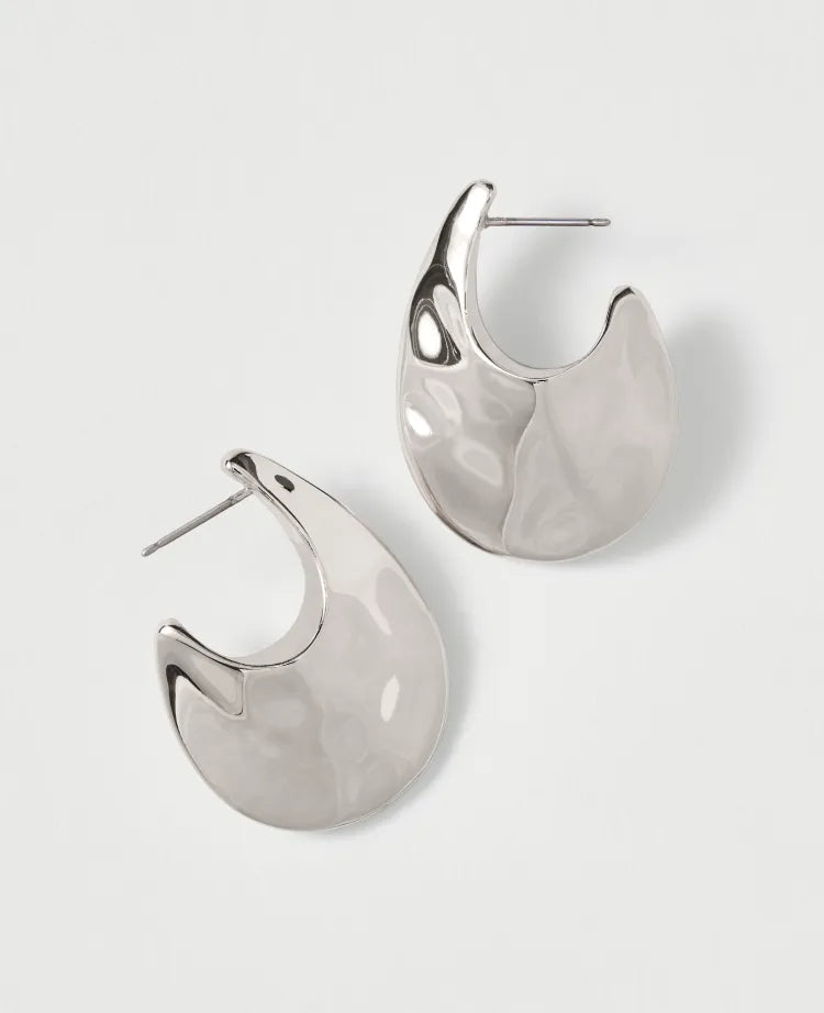 Hammered Metal Hoop Earrings