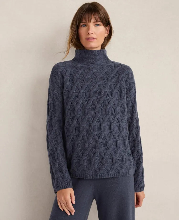 Haven Well Within Cashmere Allover Cable Mockneck Sweater