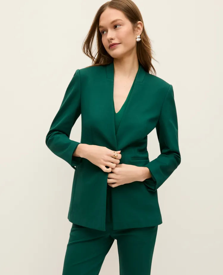 The Petite Collarless Blazer in Ponte