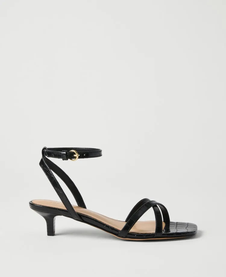 Croco Crossover Heel Sandal