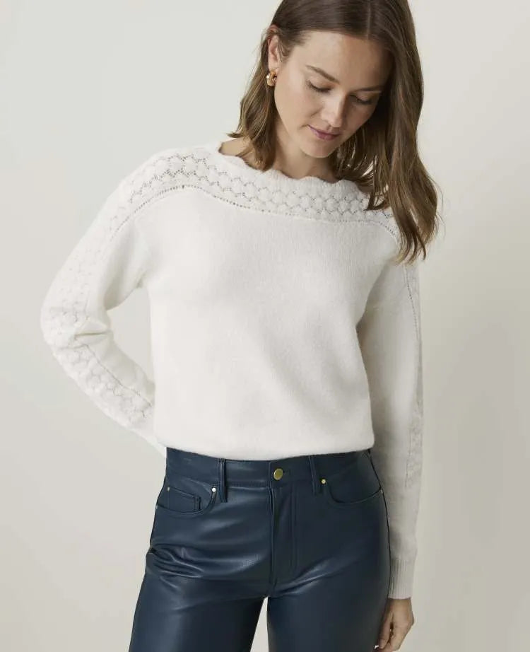 Petite Pointelle Trim Sweater