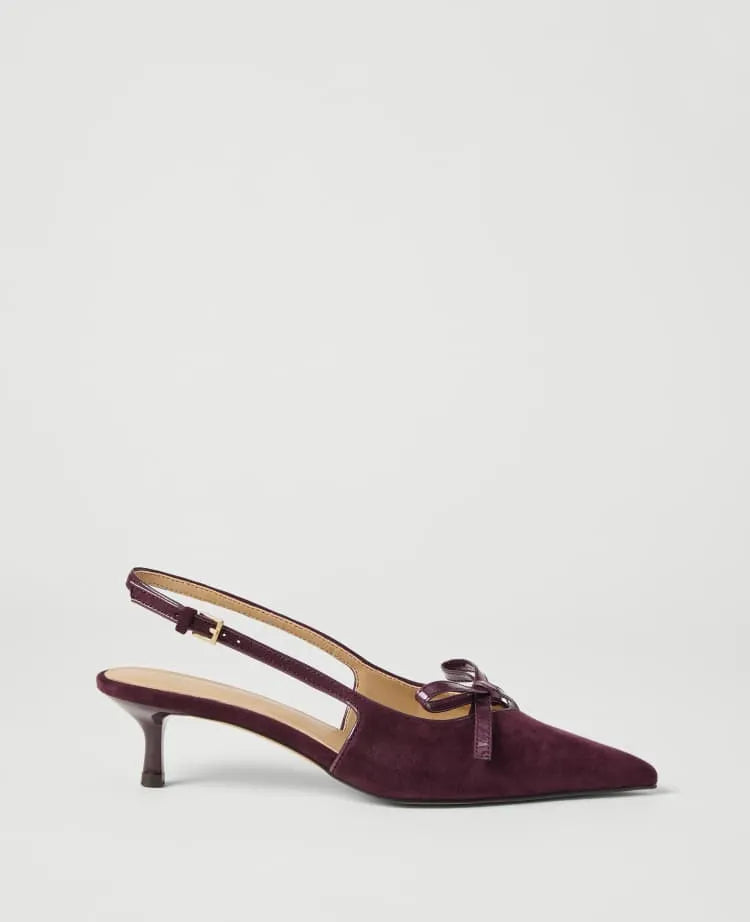 Suede Bow Slingback Pump
