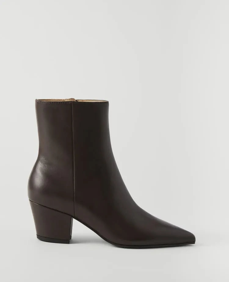 Leather Tapered Heel Bootie