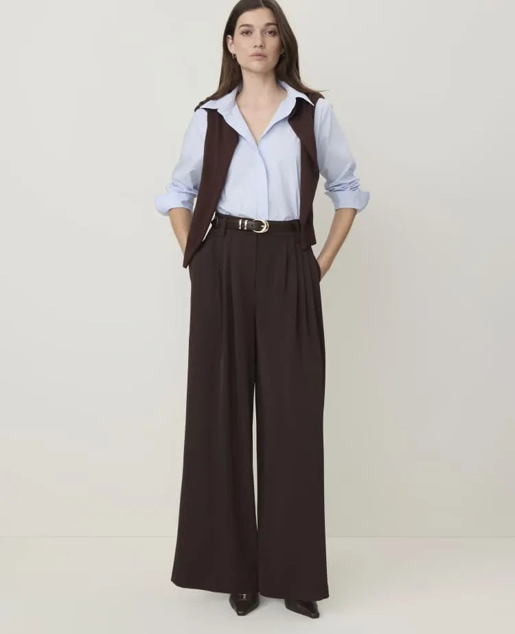 The Petite Multi Pleated Wide Leg Pant