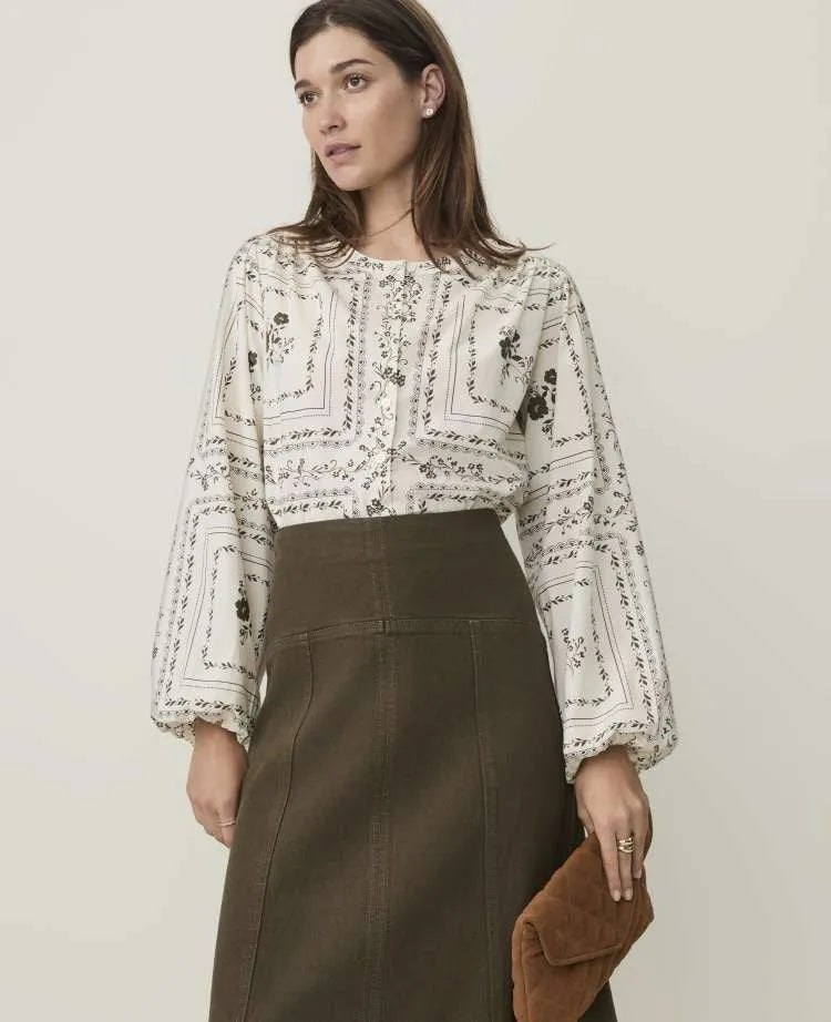 Petite Weekend Floral Blouson Sleeve Blouse