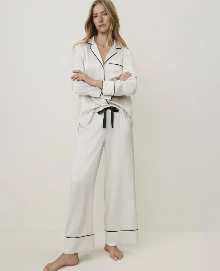 Satin Wide-Leg Pajama Set