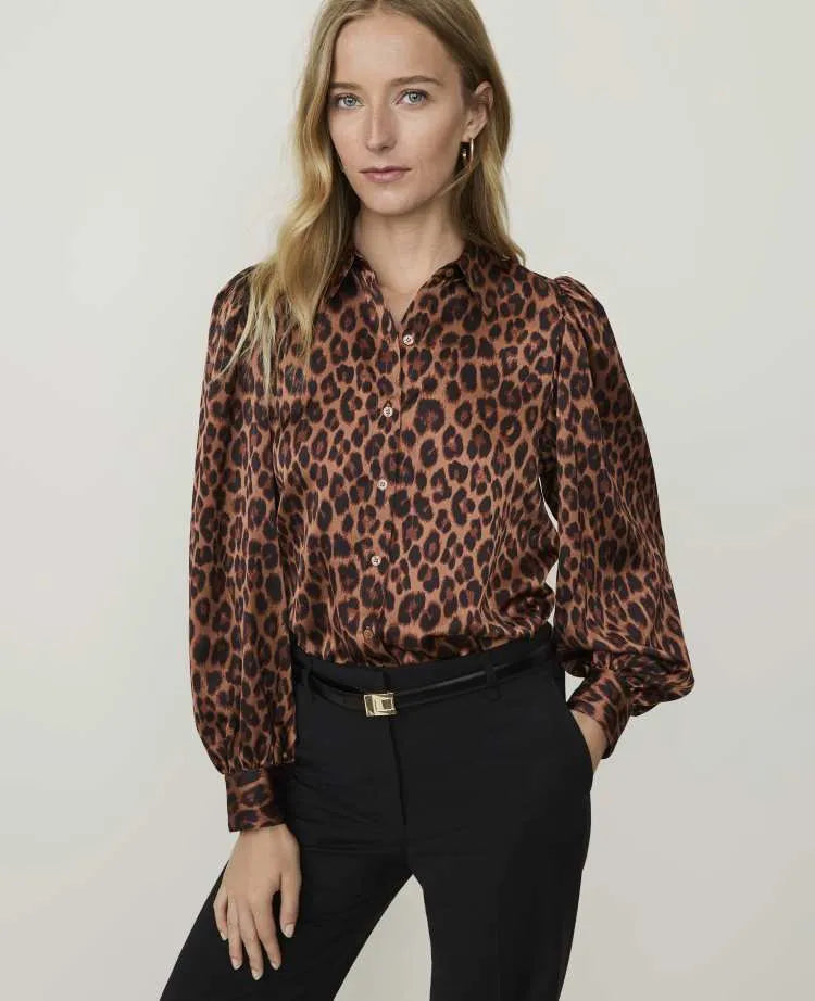 Animal Print Blouson Sleeve Shirt