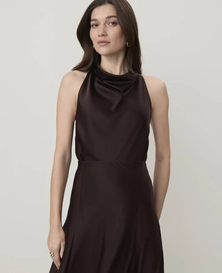 Satin Cowl Neck Halter Top