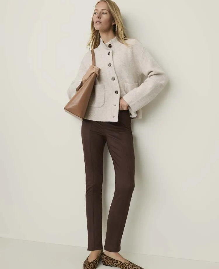 Petite Weekend Seamed Side Zip Legging in Faux Suede