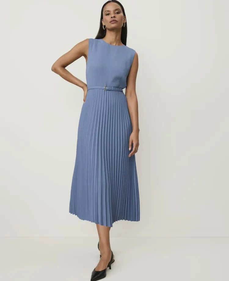 Sleeveless Pleated Midi Dress