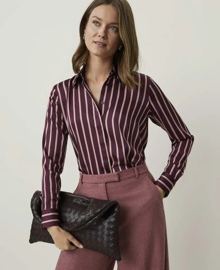 Striped Modern Shirt in Satin