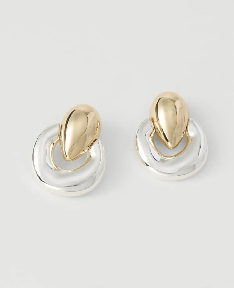 Metal Hoop Drop Earrings
