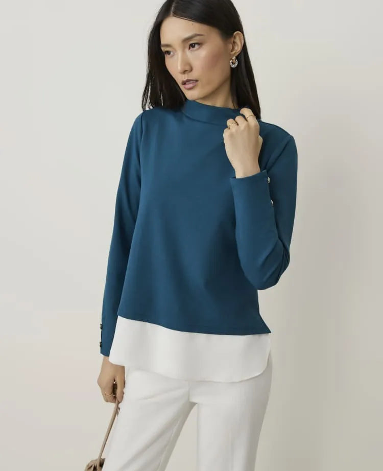 Layered Mock Neck Top