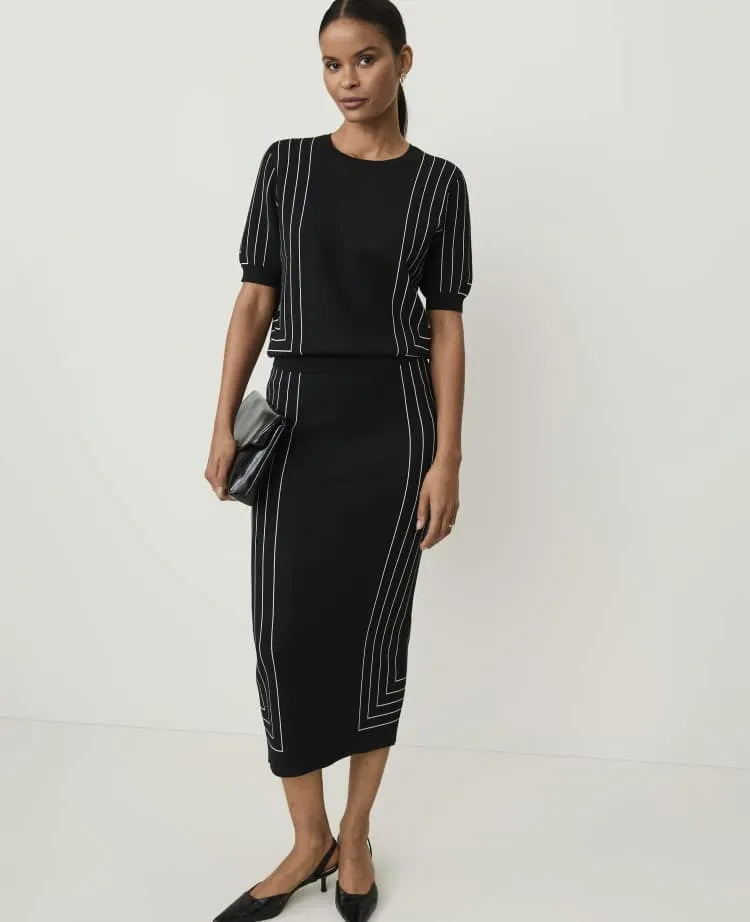 Petite Geo Jacquard Midi Sweater Skirt