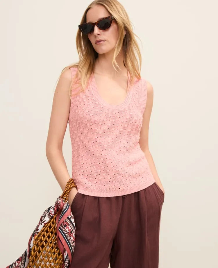 Weekend Popcorn Stitch Sweater Shell