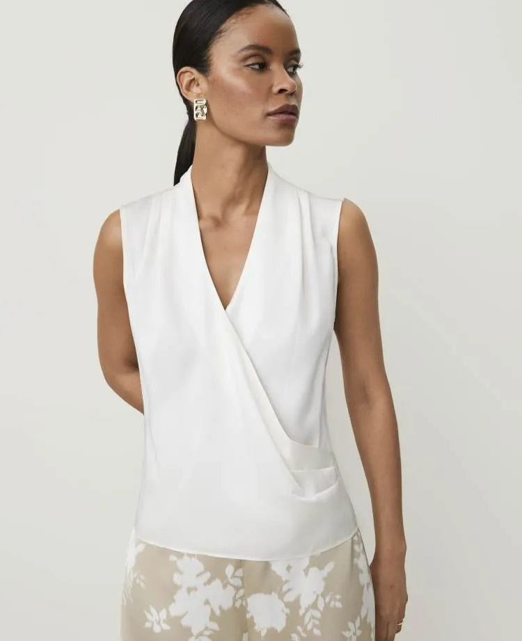 Sleeveless Draped Wrap Top