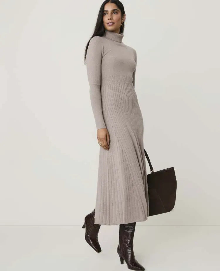 Petite Ribbed Turtleneck Sweater Dress