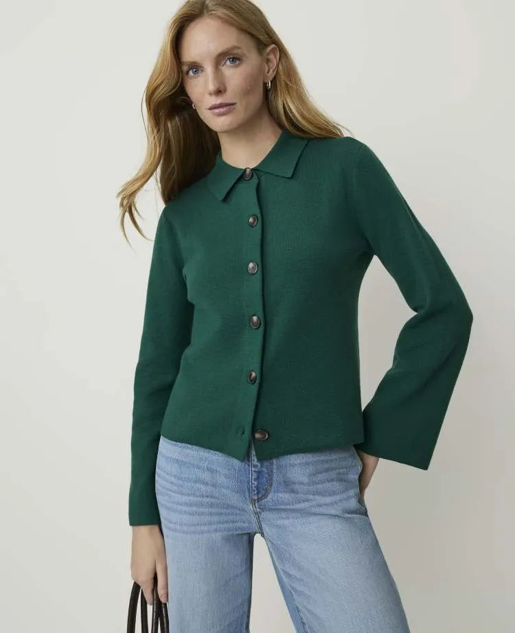 Petite Collared Sweater Jacket