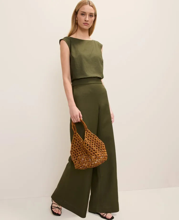 The Easy Wide-Leg Pant in Linen Blend