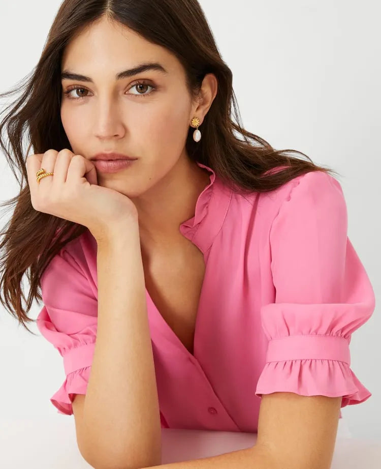 Petite Ruffle Collar Shirt