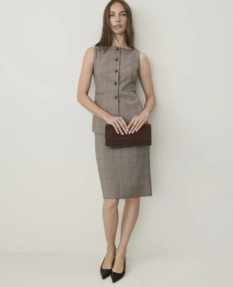 The Petite Plaid Tailored Pencil Skirt