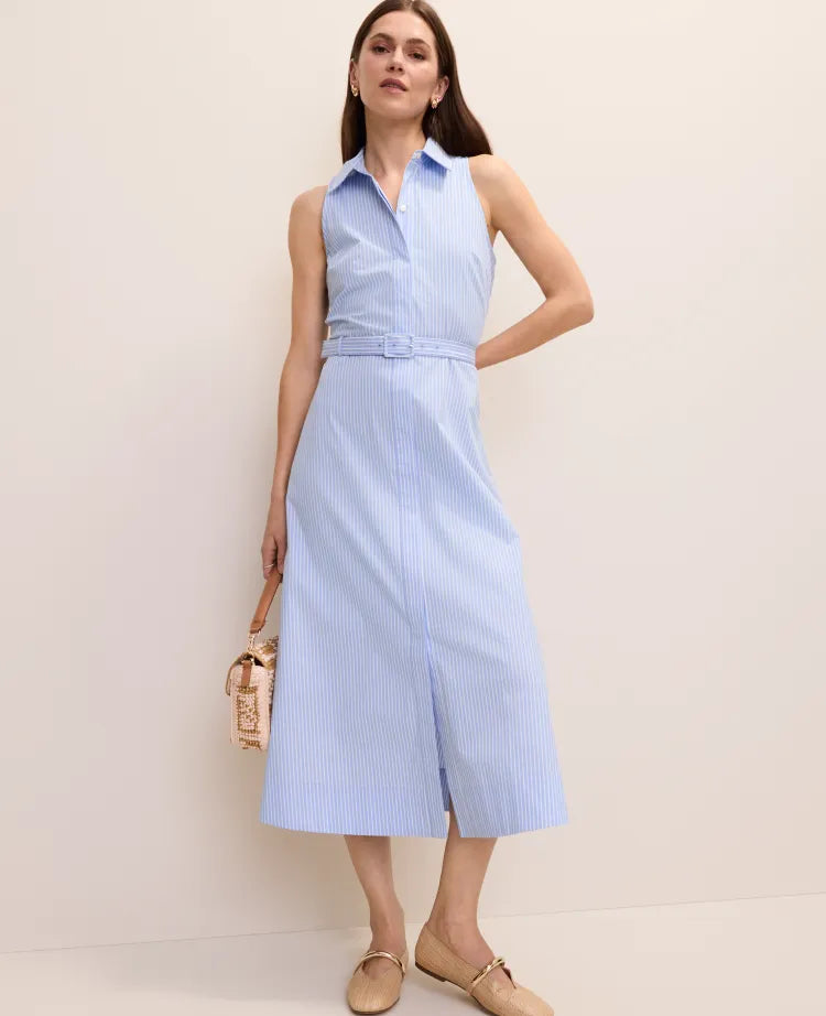 Striped Collared Halter Midi Dress