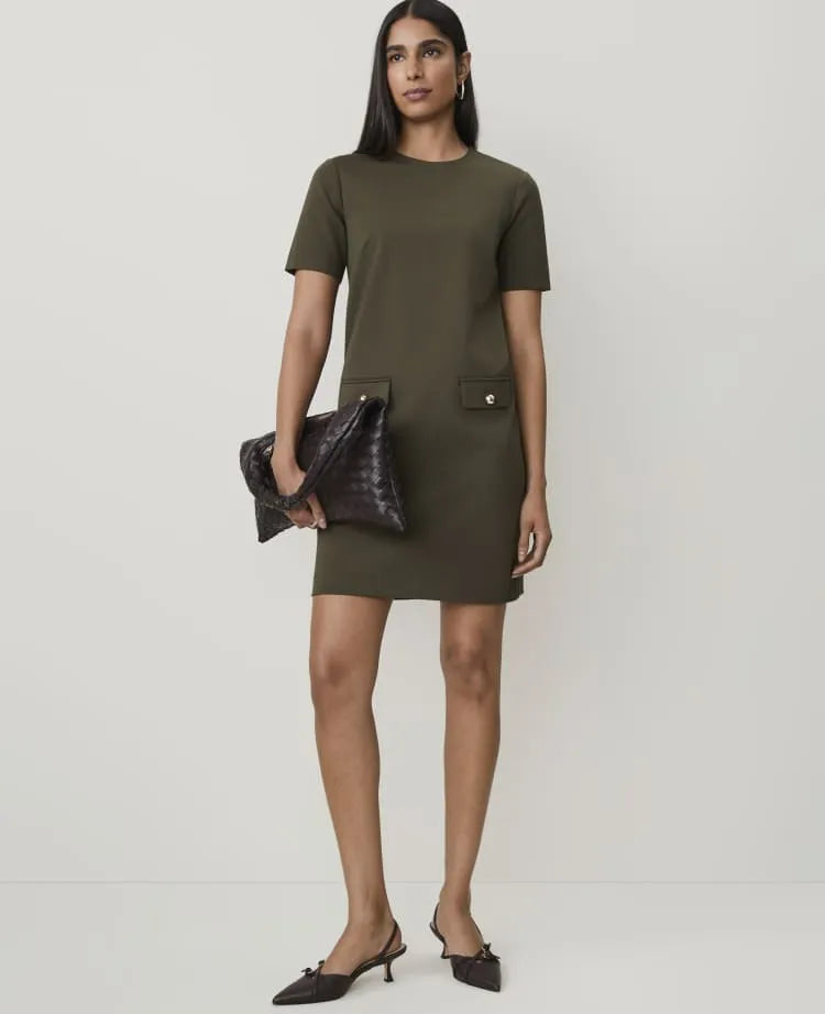 Button Pocket Shift Dress