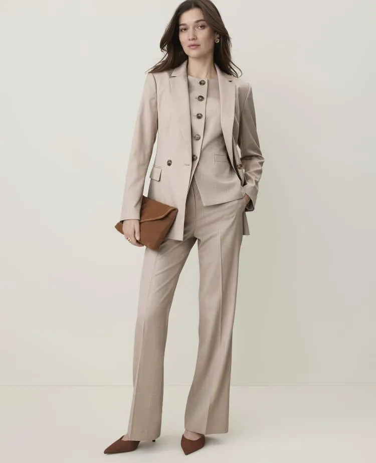 The Petite Windowpane Modern Trouser in Classic Canvas