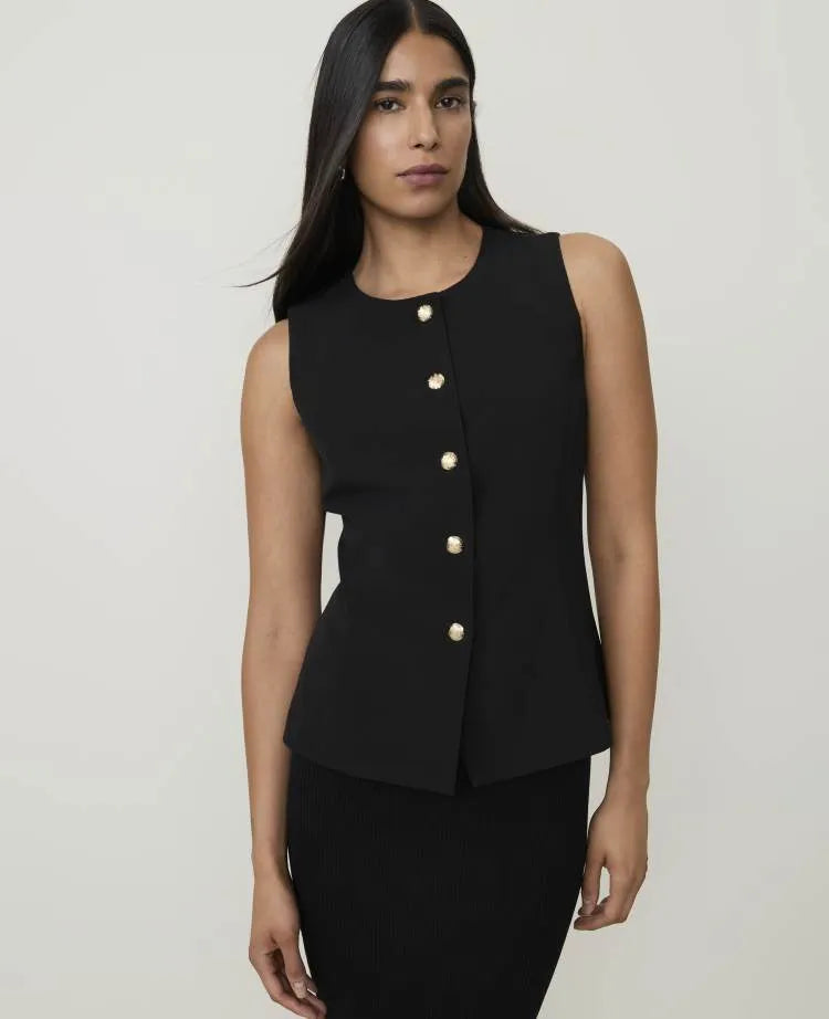 Petite Crew Neck Peplum Vest