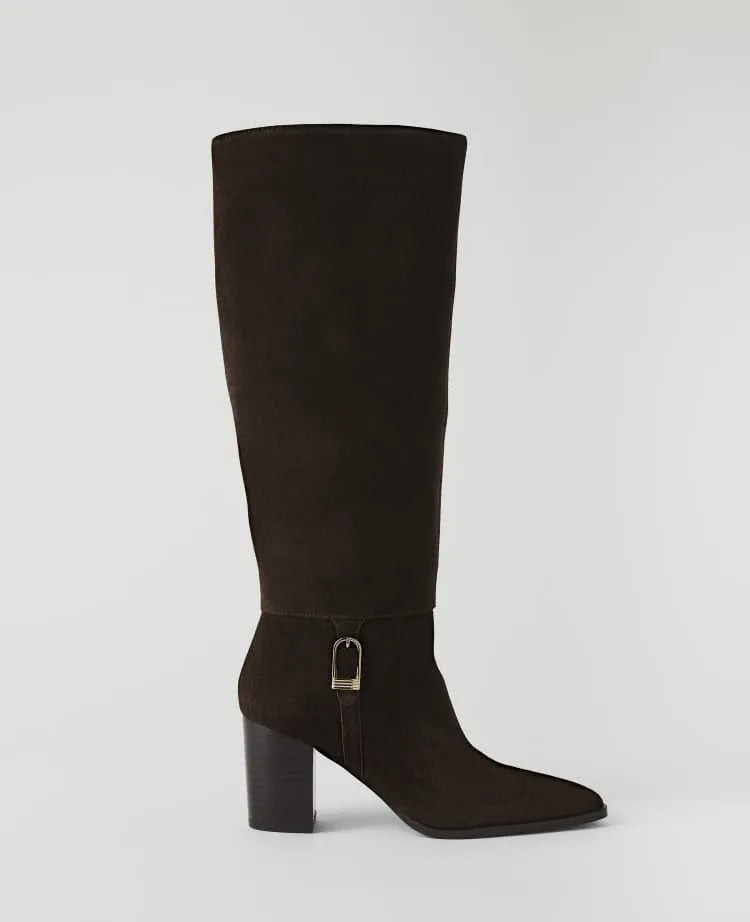 Suede Block Heel Tall Boot
