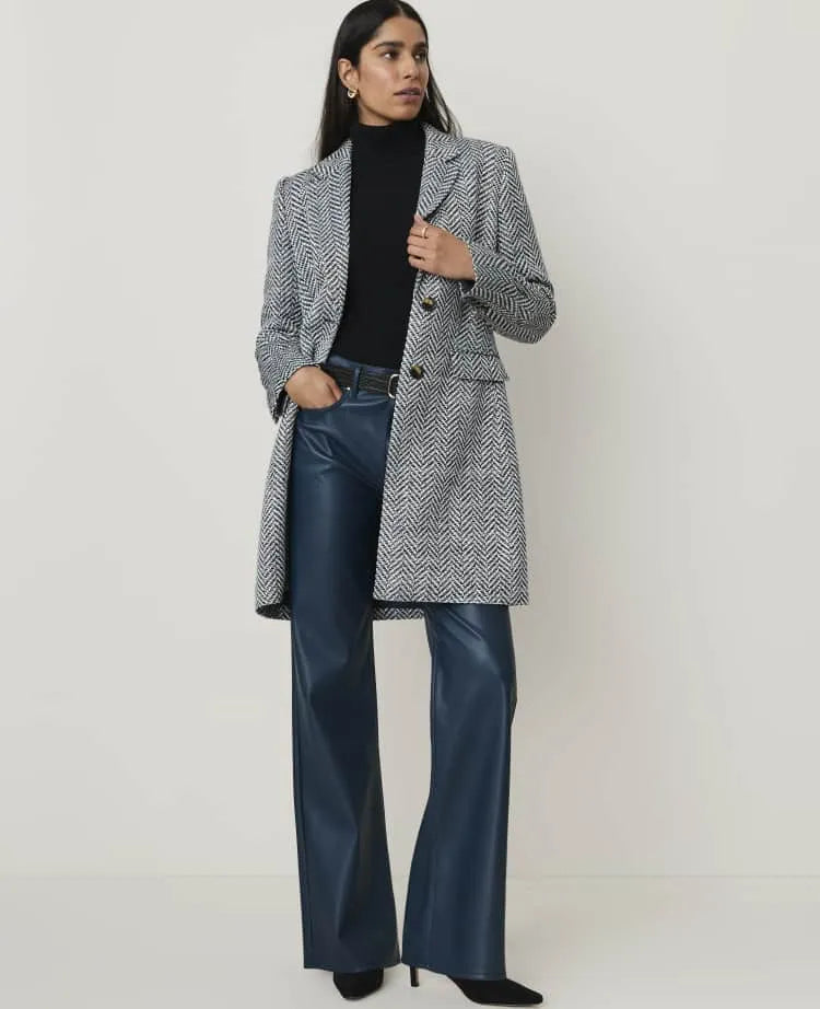 Petite Herringbone Chesterfield Coat