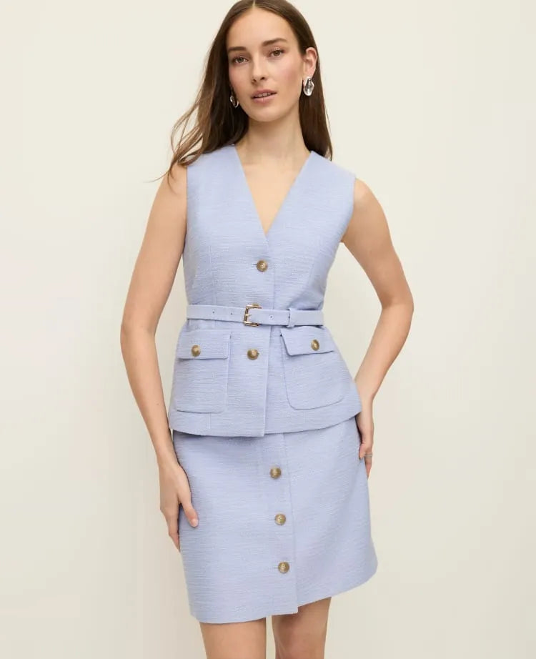 Belted Tweed Vest