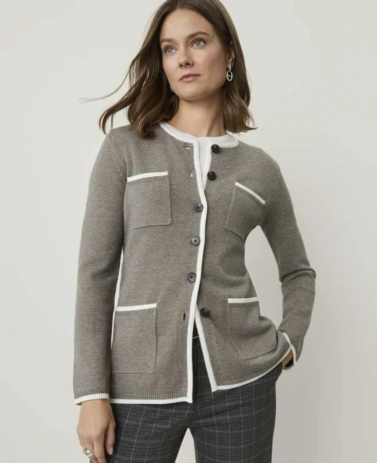 Contrast Trim Longline Cardigan
