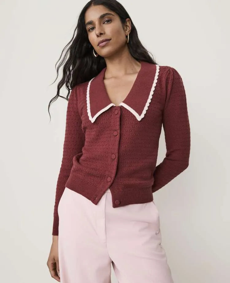 Scalloped Sailor Collar Cardigan
